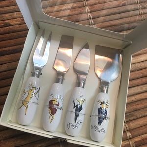 NIB Pottery Barn reindeer assorted cheese knives.